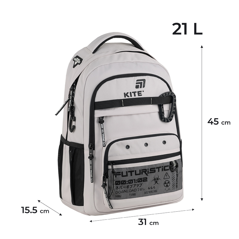Stylish & Functional Kite Teens Backpack – K25-1019L-3 Beige