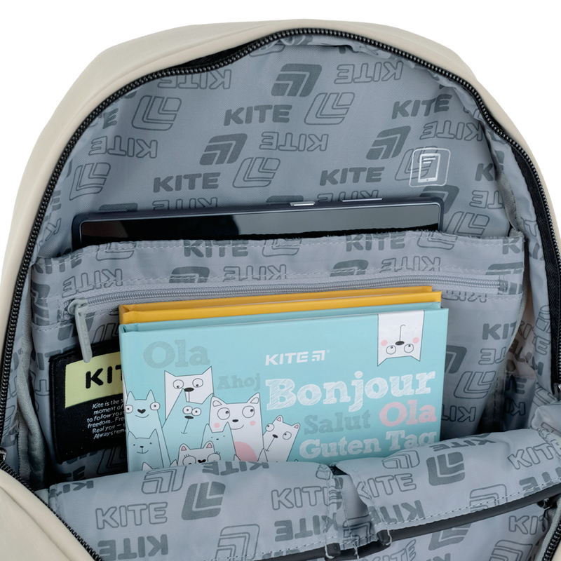 Kite Education Teens Backpack K25-1020S-4 Beige – Trendy & Travel-Ready Comfort