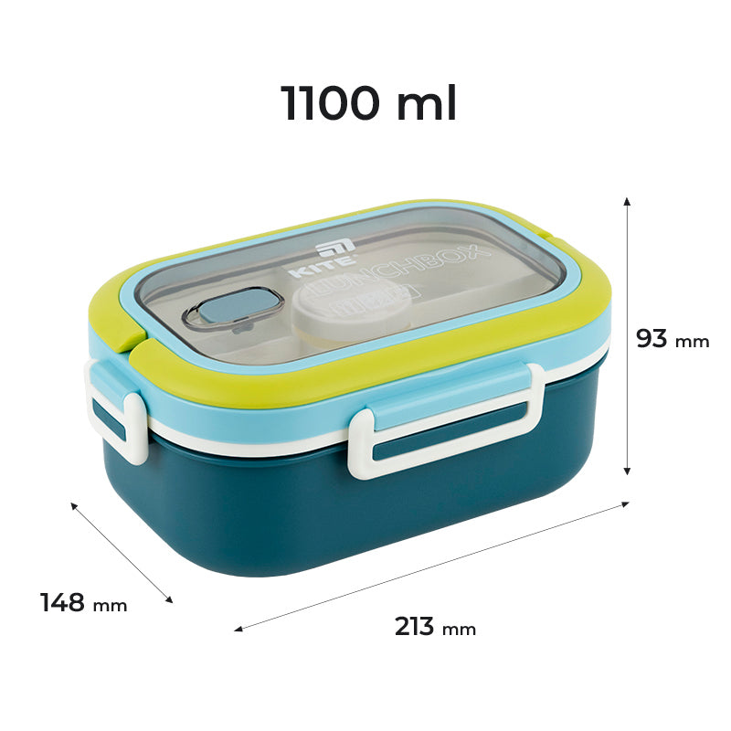 Kite Blue 1100 ml Divided Lunch Box – Four Containers Included