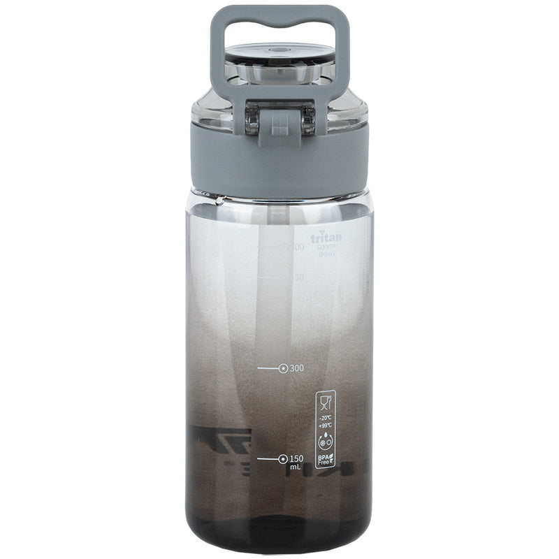 Black Water Bottle 600ml with Spout & Straw – Kite