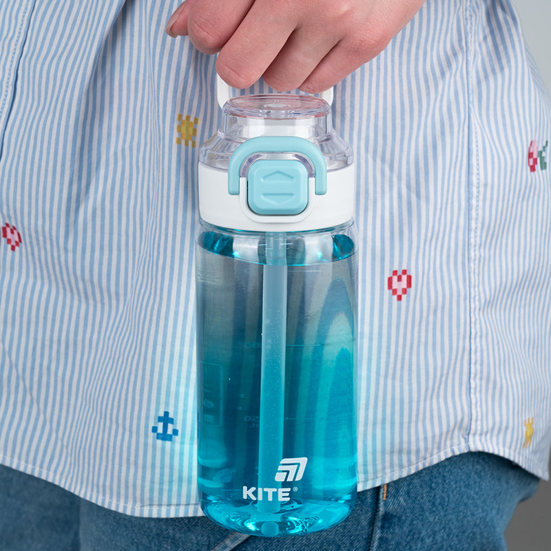 Blue Water Bottle 600ml – Spout & Straw Dual Use