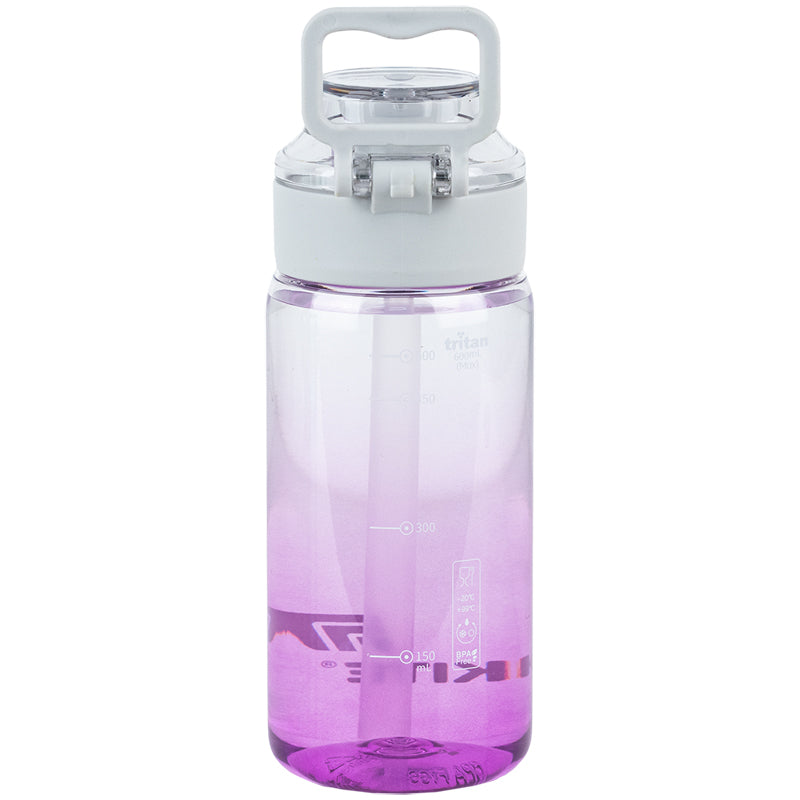 Purple 600ml Water Bottle with Spout & Straw