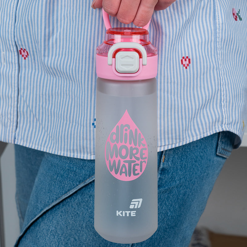 Kite Gray and Pink 760 ml Water Bottle – Straw and Cup Lid, BPA-Free