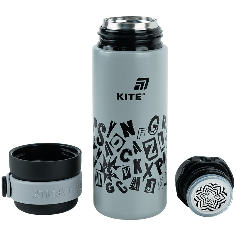 Kite Gray 500 ml Thermos – Wide Neck, 6-Hour Insulation, Fruit Mesh Filter