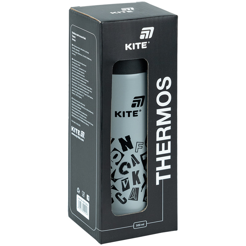 Kite Gray 500 ml Thermos – Wide Neck, 6-Hour Insulation, Fruit Mesh Filter