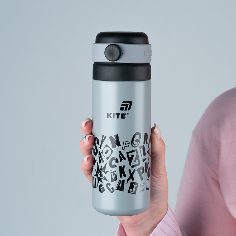 Kite Gray 500 ml Thermos – Wide Neck, 6-Hour Insulation, Fruit Mesh Filter