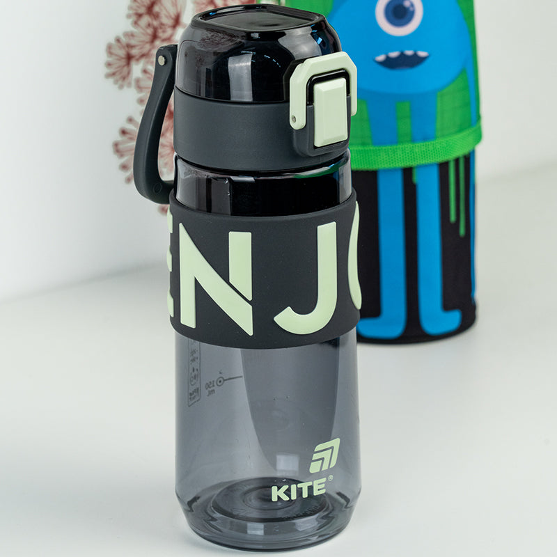 Kite Gray 550 ml Water Bottle – BPA-Free Tritan, Button Lid