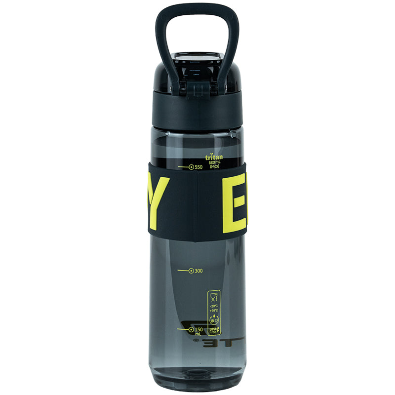 Kite Black and Yellow 680 ml Water Bottle – BPA-Free Tritan, Button Lid
