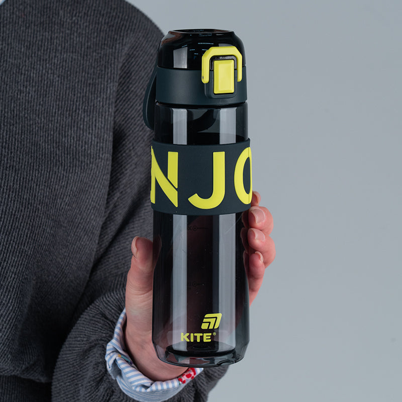 Kite Black and Yellow 680 ml Water Bottle – BPA-Free Tritan, Button Lid