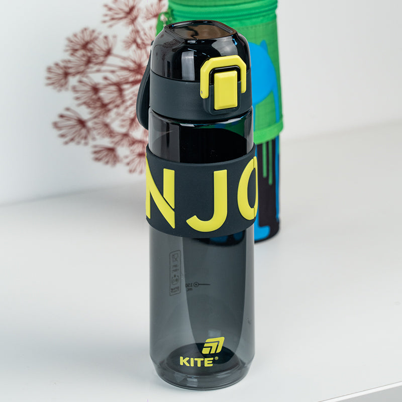 Kite Black and Yellow 680 ml Water Bottle – BPA-Free Tritan, Button Lid