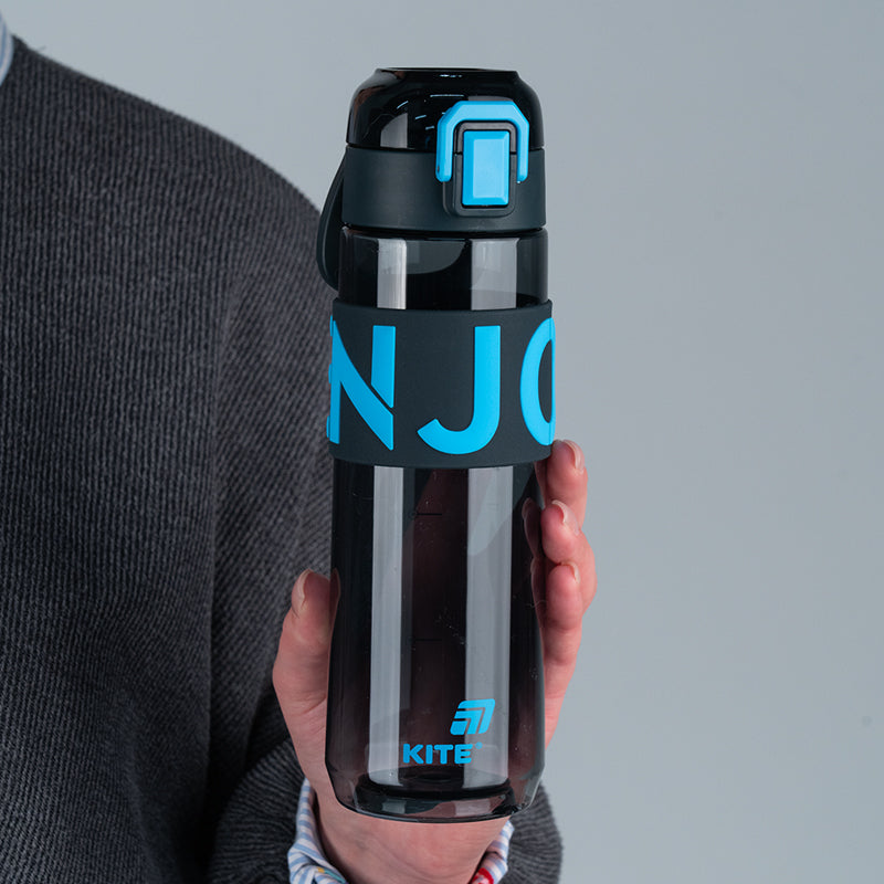 Kite Black and Blue 680 ml Water Bottle – BPA-Free Tritan, Button Lid