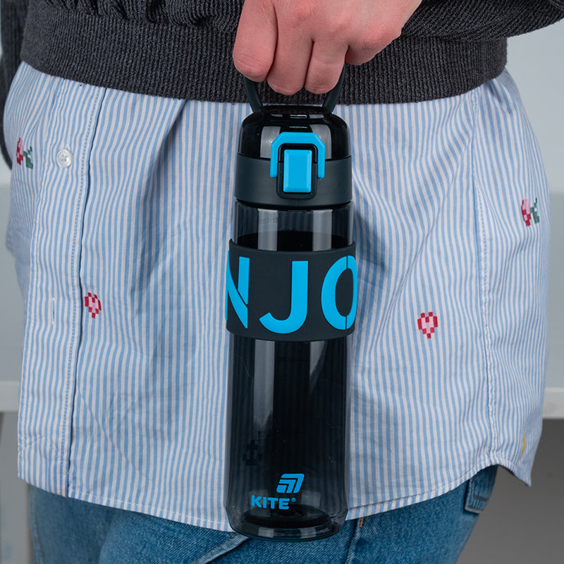 Kite Black and Blue 680 ml Water Bottle – BPA-Free Tritan, Button Lid