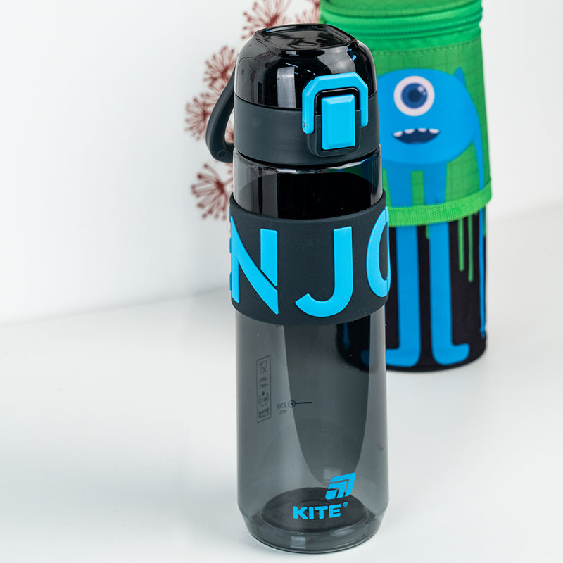 Kite Black and Blue 680 ml Water Bottle – BPA-Free Tritan, Button Lid