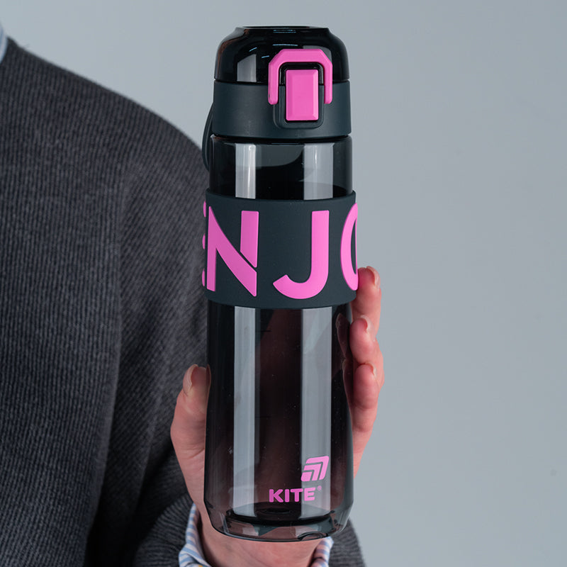 Kite Black and Pink 680 ml Water Bottle – BPA-Free Tritan, Button Lid