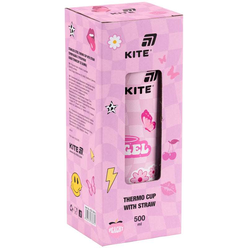 Kite Angel 500 ml Straw Thermo Mug – Hot 3 Hours, Cold 15 Hours
