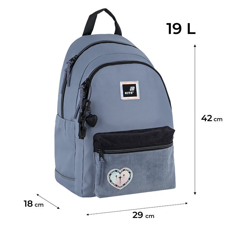 Kite Education Teens Backpack Gray K25-2575M-1 – Compact, Stylish & School-Ready