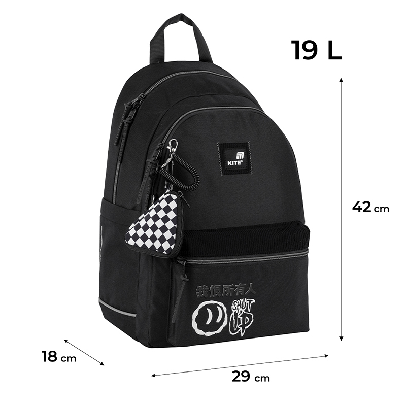 Backpack Kite Education Teens K25-2575M-2 Black – Stylish Comfort for School Success