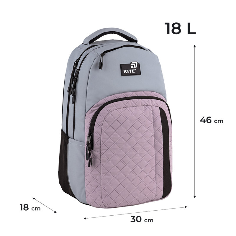 Kite Ergonomic Teen Backpack Grey-Purple - K25-2578L-2