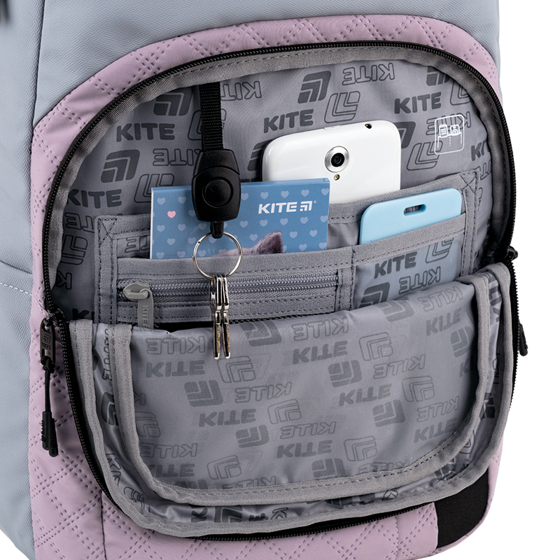Kite Ergonomic Teen Backpack Grey-Purple - K25-2578L-2