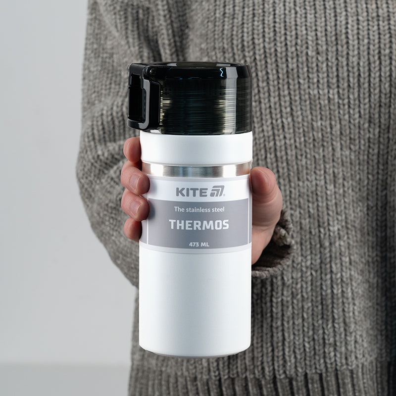 Compact & Stylish White Thermos – 473 ml of Daily Warmth