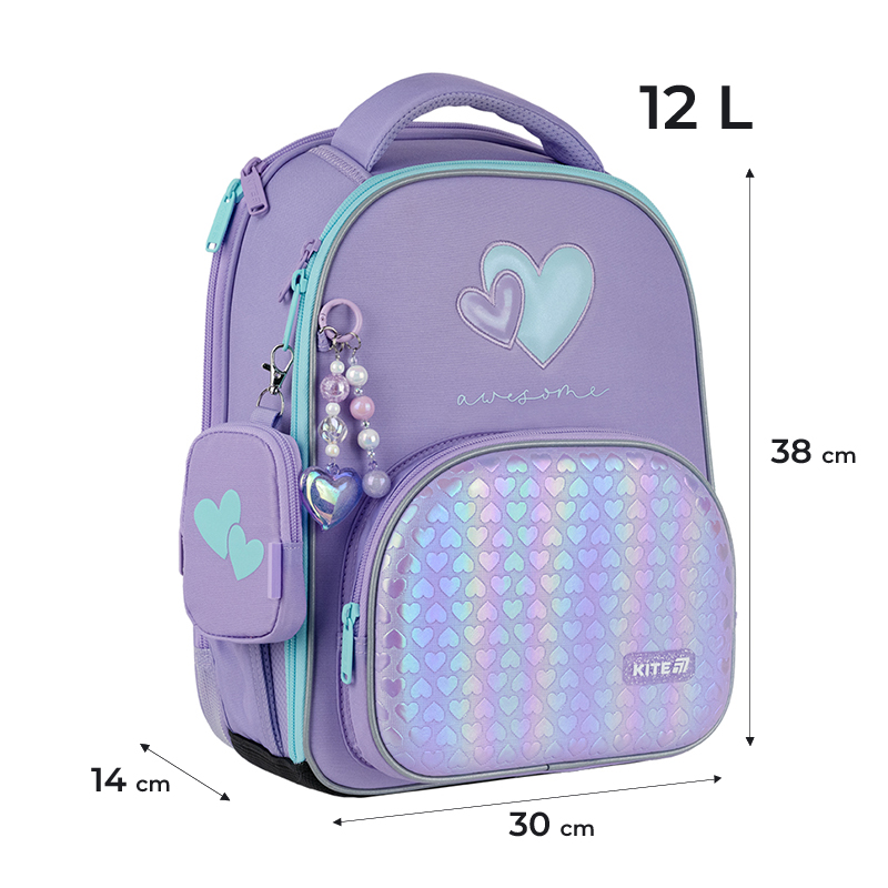 Kite K25-556m-1 Violet School Frame Backpack with Wallet