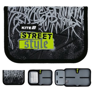 Pencil case without filling Kite Street Style, 1 compartment, 1 lapel