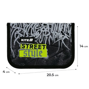 Pencil case without filling Kite Street Style, 1 compartment, 1 lapel