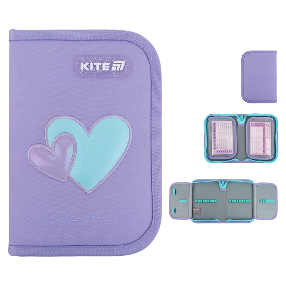 Pencil case without filling Kite Awesome, 1 compartment, 2 lapel