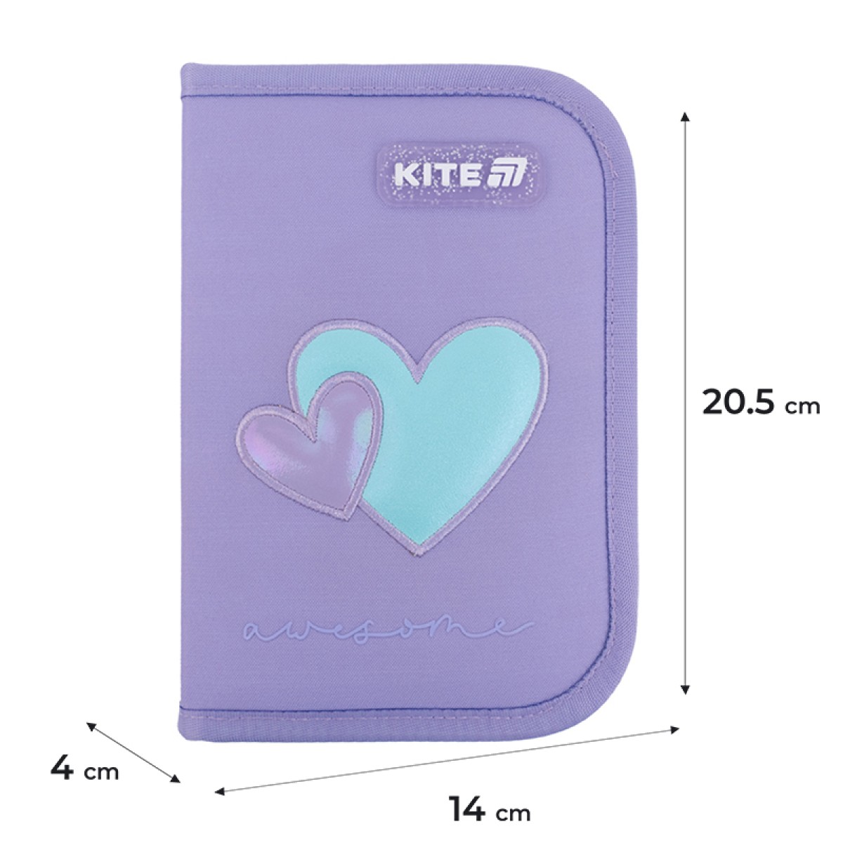 Pencil case without filling Kite Awesome, 1 compartment, 2 lapel