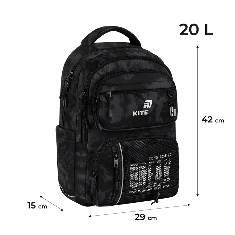 Kite Break Limits Teen Backpack – Chest Strap, Tablet, for Grades 4-7