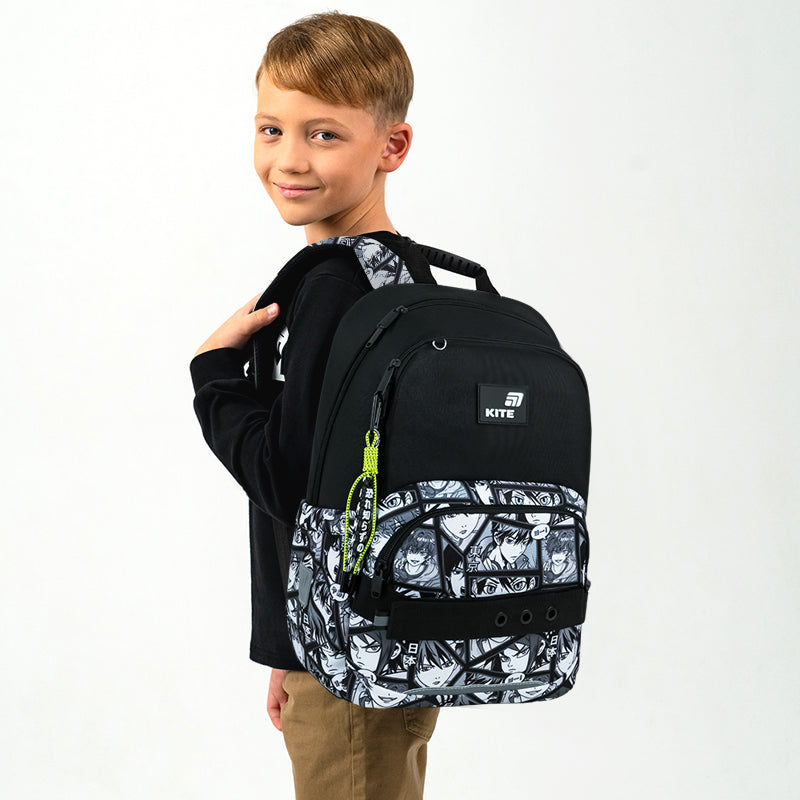 Kite Anime Boy School Backpack for Grades 1-4, Heights 130-145 cm