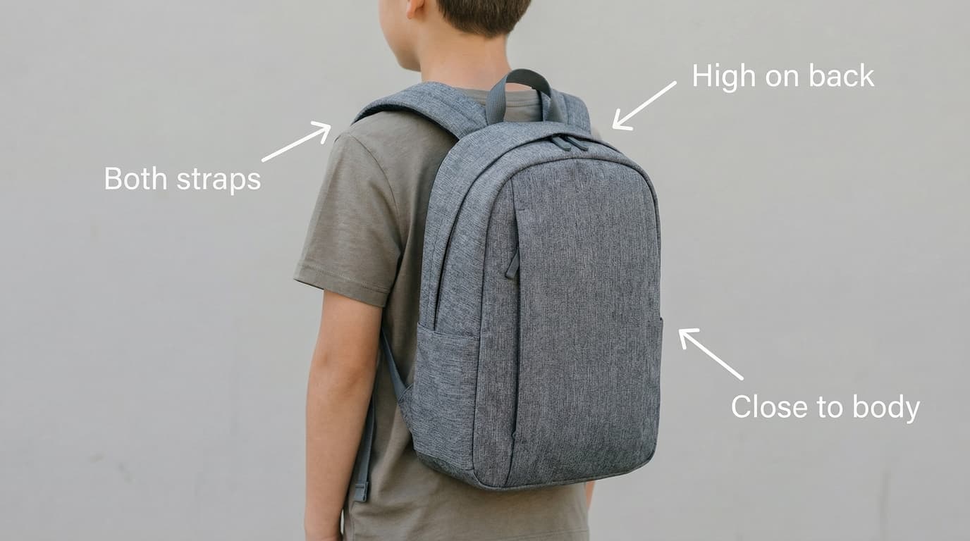 How to wear a backpack properly: both straps, high on back, close to body