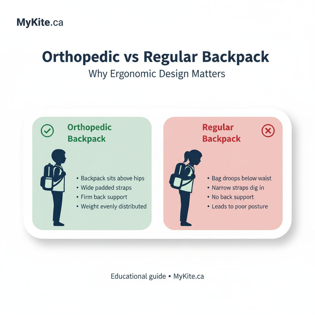 Orthopedic vs Regular backpack visual comparison