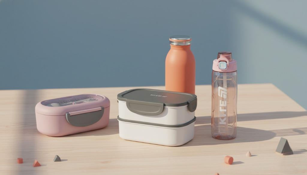 Matching MyKite lunch box, water bottle and thermos set for Canadian students