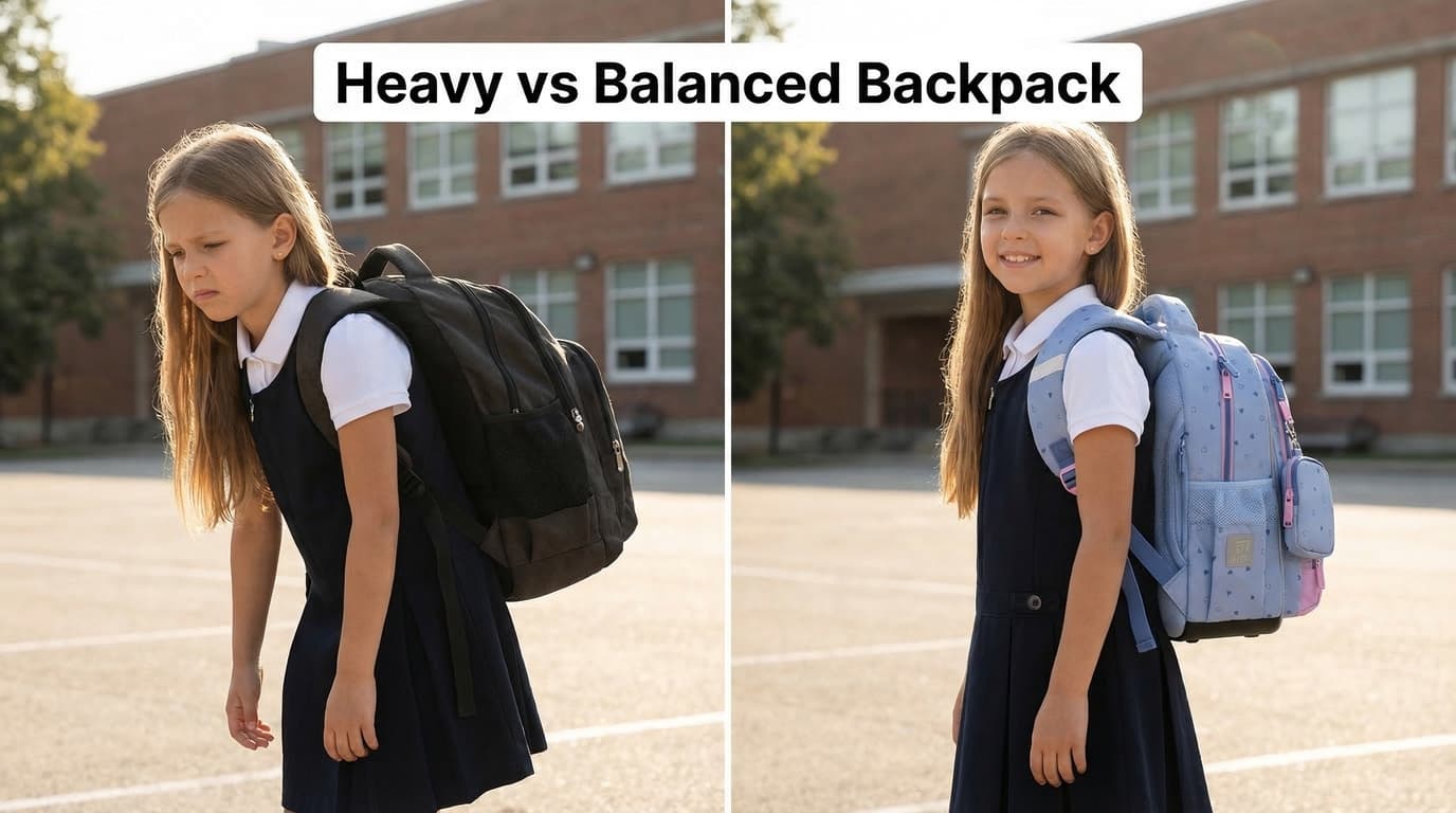 Heavy versus balanced school backpack feel