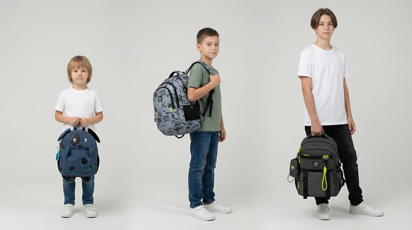 Backpack size comparison for kids by age and grade