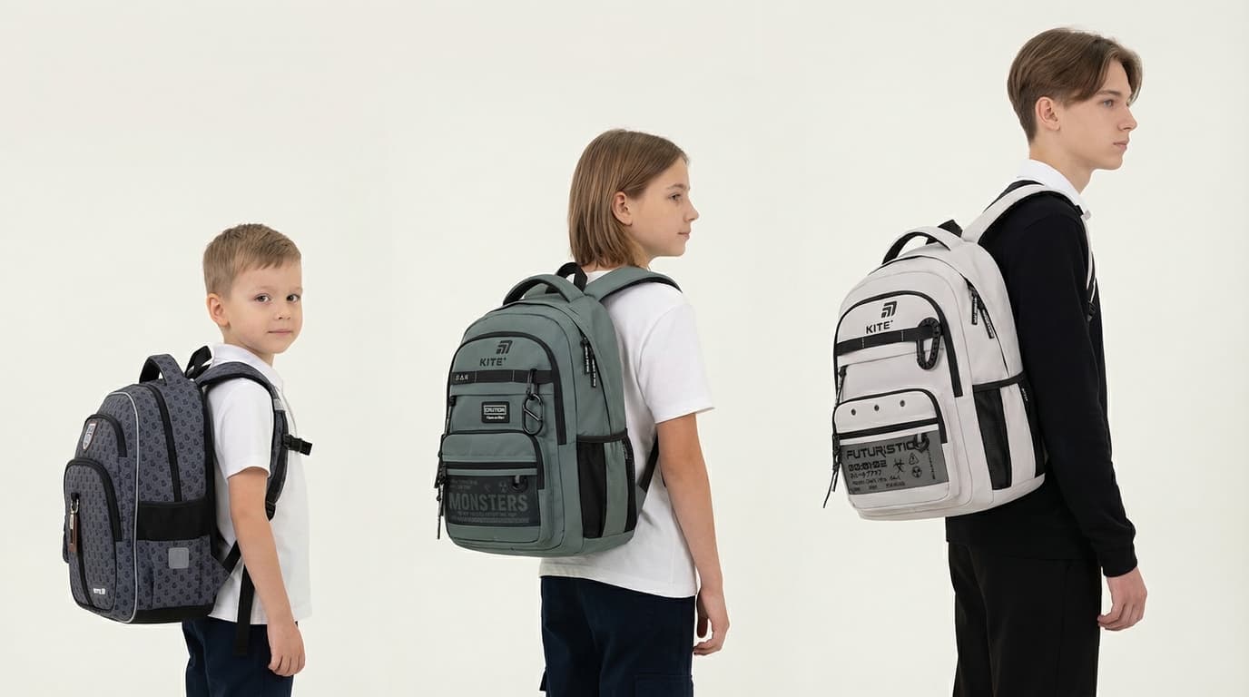 Backpack size by grade visual for Canadian students