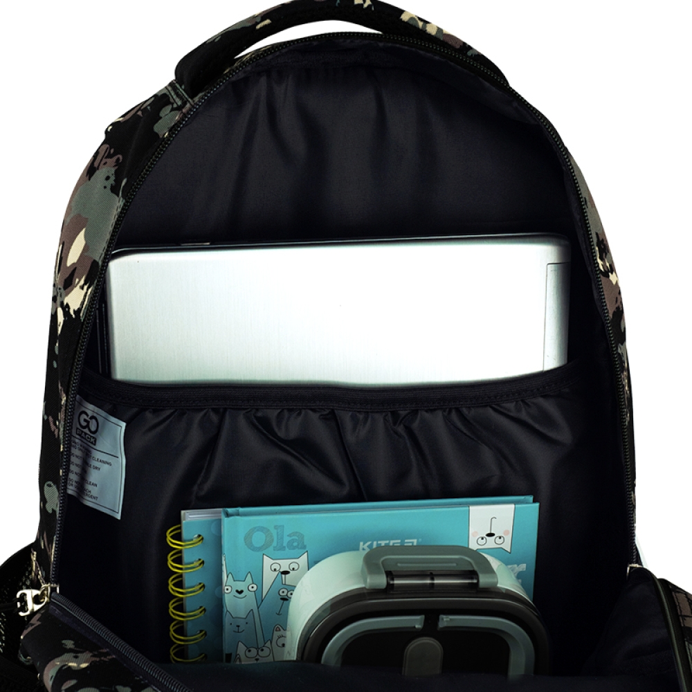 GoPack Teens camo ergonomic backpack front view