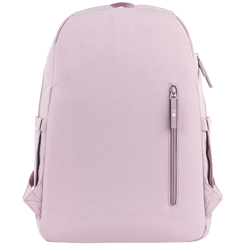 GoPack Powder Pink School Backpack worn and fitted view