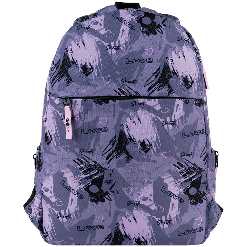 GoPack Purple Teen Backpack worn and fitted view