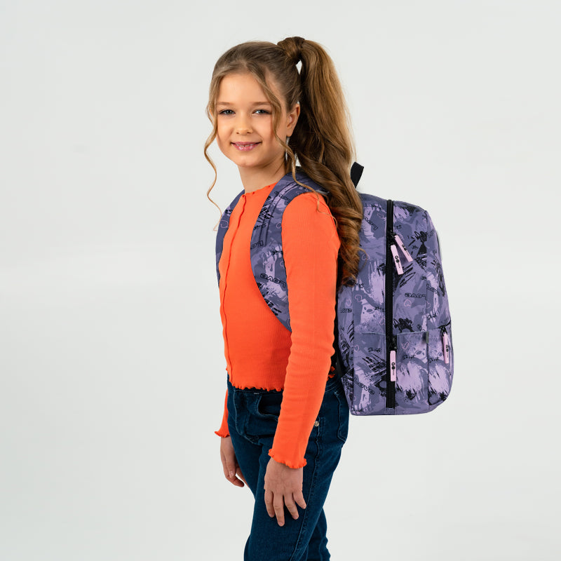 GoPack Purple Teen Backpack storage and construction details