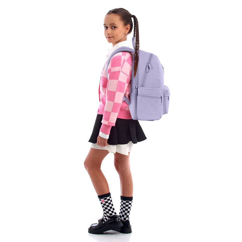GoPack Lilac Teen Backpack storage and construction details