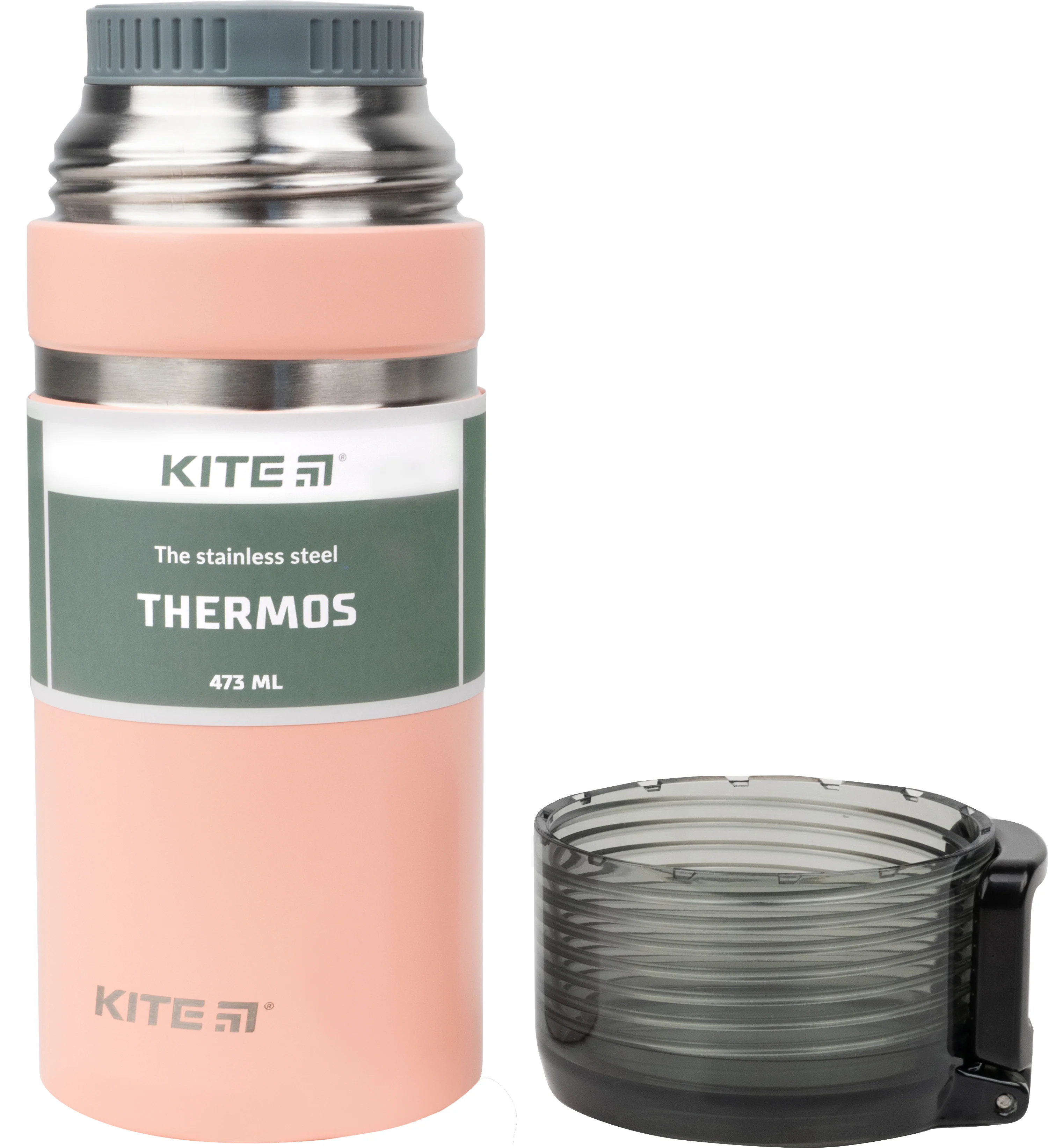 Kite Peach Thermos 473 ml front view