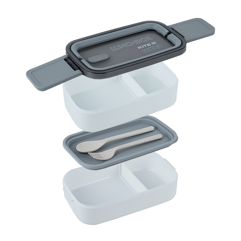 Kite K23-183-1 double layer white lunchbox open