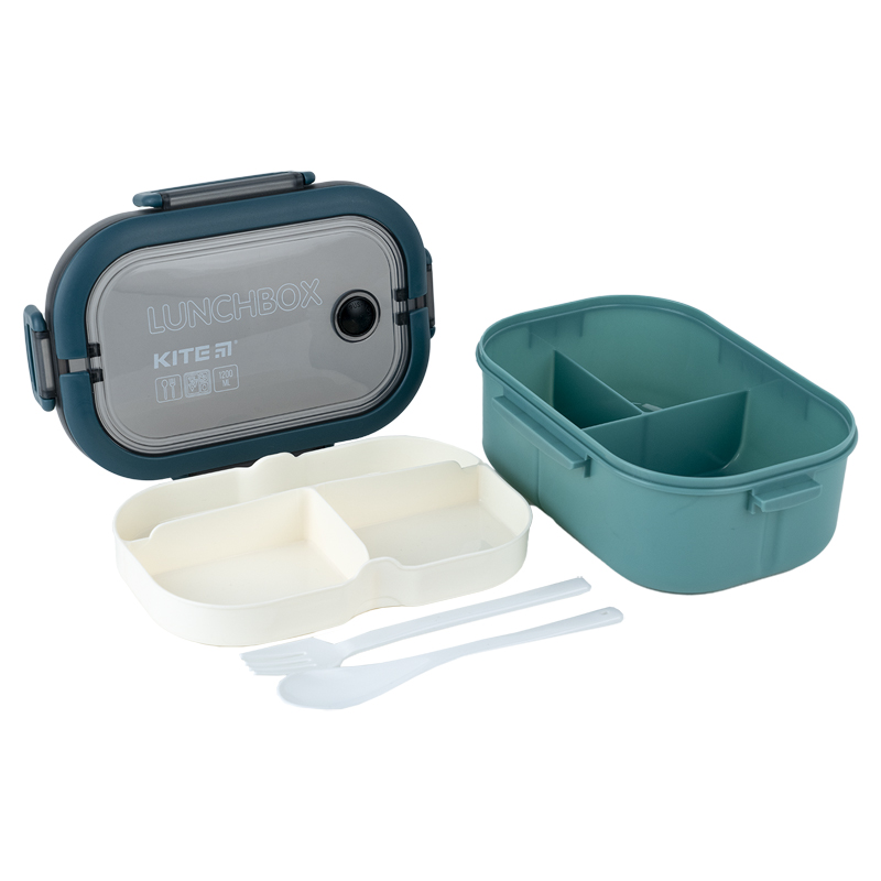 Kite K23-184-2 green lunchbox open with compartments