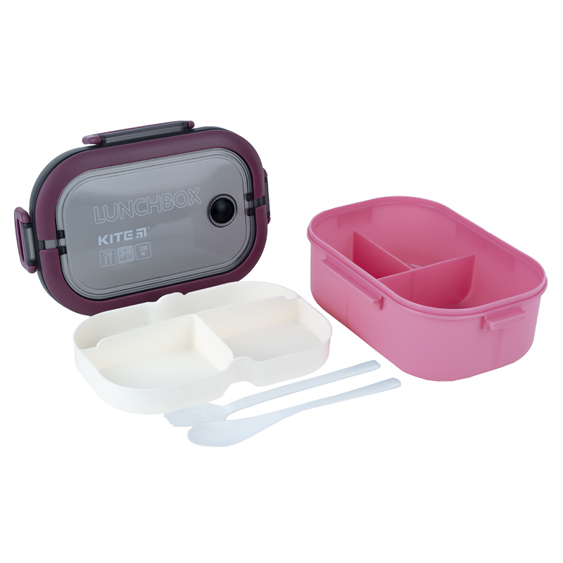 Kite K23-184-3 dark red lunchbox open with dividers