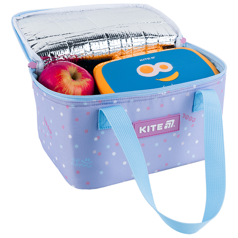 Kite violet lunch bag opened to show foil interior
