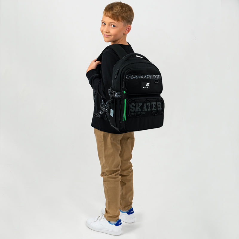 Kite Skater School Backpack storage and construction details