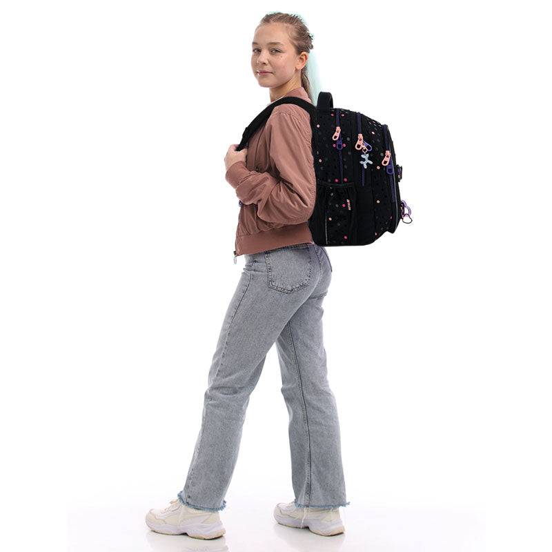 Kite Romantic Street Art Teen Backpack storage and construction details